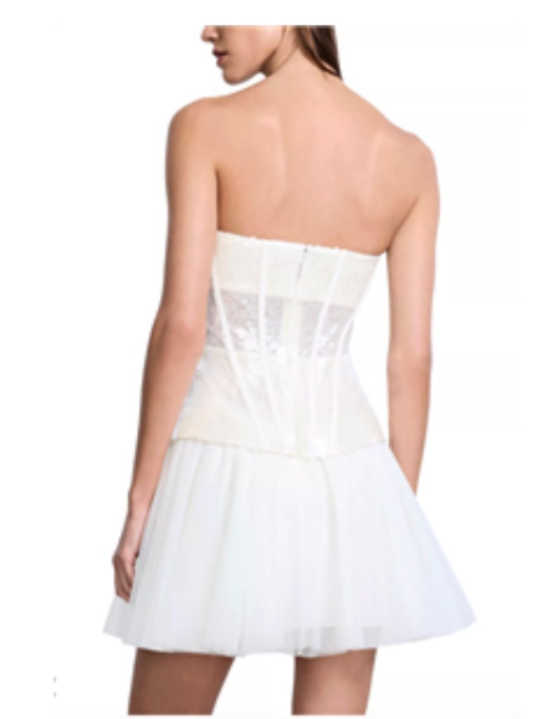 Bcbgmaxazria Sequin Lace Peplum Tulle Strapless Corset Mini Dress Nwt — image 2 of 5